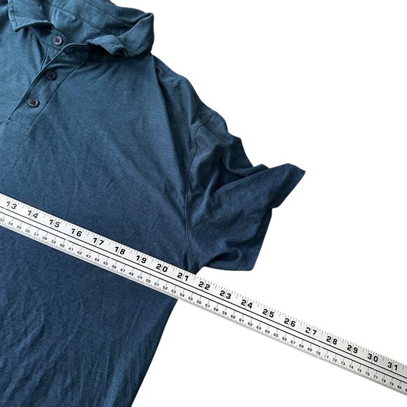 Vuori Polo Shirt Mens Large Heathered Blue Performance Short Sleeve Pullover - Picture 8 of 10